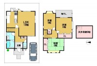 整った区画でキレイな街並み！前道は7.4ｍ！
南側に面したＬＤＫ18帖はとても明るく開放的♪
全居室6帖超、収納もたっぷり確保されています！
大変キレイにお使いです♪