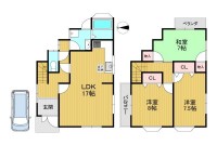 全居室６帖以上の３ＬＤＫ！収納スペースも豊富！
神川小学校まで徒歩８分とお子様の通学も安心♪
前道６メートルと駐車もラクラク！