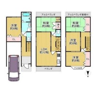 向日市、伏見区、南区の不動産なら<br>センチュリー21ユニバーサルホームサービス向日町店へ！ 全居室６帖以上のゆとりのある５ＬＤＫの間取り！
第５向陽小学校まで徒歩４分とお子様の通学も安心な立地♪
３か所ベランダがありお洗濯物の多いご家族も安心☆
