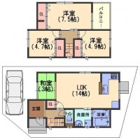向日市、伏見区、南区の不動産なら<br>センチュリー21ユニバーサルホームサービス向日町店へ！ 全居室収納あり！ゆとりのある３ＬＤＫのお家！
小学校まで徒歩５分でお子様の通学も安心♪
角地の為陽当たり・通風良好です！