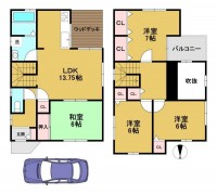 向日市、伏見区、南区の不動産なら<br>センチュリー21ユニバーサルホームサービス向日町店へ! 太陽光パネル搭載!開放感のあるウッドデッキ付き!
教育施設まで徒歩10分圏内とお子様の通学も安心♪
全居室6帖以上・収納付きで広くお使いいただけます!