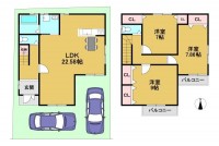全居室6帖以上!LDK約22帖と広々3LDKの間取り!
駐車2台可能で前道約6mで駐車が苦手な方も安心♪
周辺施設が徒歩圏内に充実!南向きで陽当たり良好◎