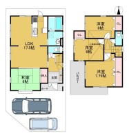 向日市、伏見区、南区の不動産なら<br>センチュリー21ユニバーサルホームサービス向日町店へ！ 角地約３０坪！阪急『西山天王山』駅まで徒歩１０分！
前道ゆったり６ｍ！駐車２台可能！(車種による)
ーエネファーム搭載！広々４ＬＤＫのお家ー
