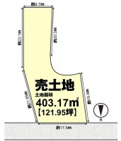 向日市、伏見区、南区の不動産なら<br>センチュリー21ユニバーサルホームサービス向日町店へ！ 建築条件無し土地！お好きなハウスメーカー・工務店で建築可能！
土地広々約１２１坪！間口もゆったり１７．５ｍ！
閑静な住宅地につき交通量少なめ！落ち着いた住環境♪