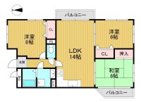 ＪＲ「長岡京」駅まで徒歩８分・阪急「長岡天神」駅まで徒歩９分！
全居室６帖以上！２面バルコニーにつき通風・日当たり良好！
収納充実！リビングゆとりの約１４帖！